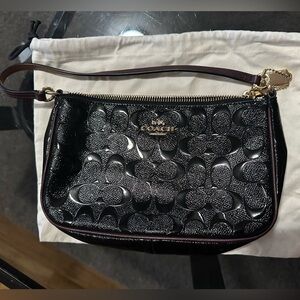 Coach Black and Silver Wristlet Clutch